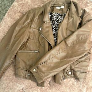FAUX Leather bomber jacket- brown